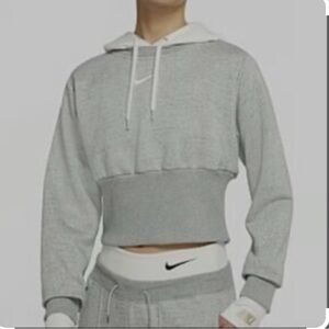 Nike Women's Light Gray Cropped Sweater, hoodie, pullover